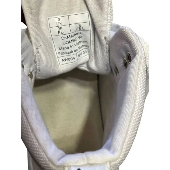 Dr. Martens Combs Women's White Combat Boots Size 8
