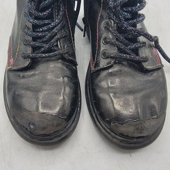 Dr Martens Doc Martens Kids Size 1 Black Sparkle Ray Boots Casual School Comfort