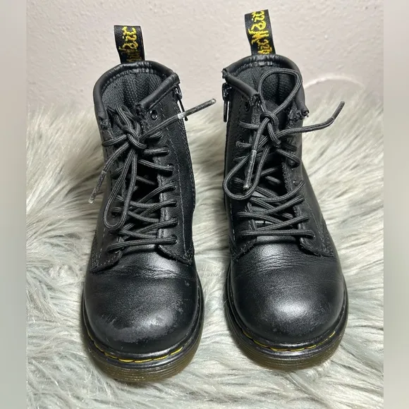 Dr. Martens INFANT 1460 SOFTY T LEATHER LACE UP BOOTS Black Leather Boots Sz 9