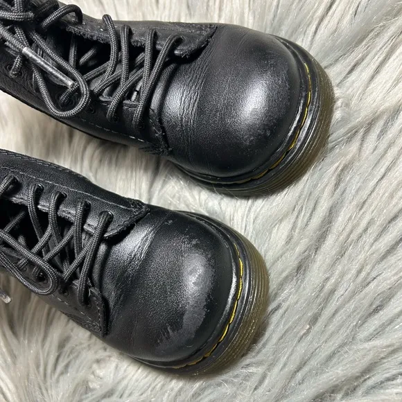 Dr. Martens INFANT 1460 SOFTY T LEATHER LACE UP BOOTS Black Leather Boots Sz 9