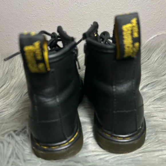 Dr. Martens INFANT 1460 SOFTY T LEATHER LACE UP BOOTS Black Leather Boots Sz 9