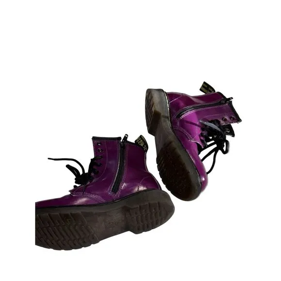 Dr. Martens JUNIOR 1460 Purple Patent Leather Lace Up Boots size 2