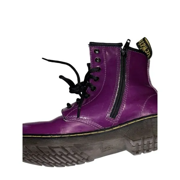 Dr. Martens JUNIOR 1460 Purple Patent Leather Lace Up Boots size 2