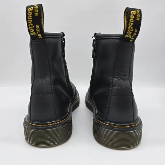 Dr. Martens Kids' Leather Combat Ankle Boots Outdoor Streetwear Black Size 3