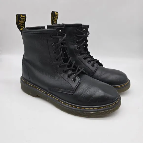 Dr. Martens Kids' Leather Combat Ankle Boots Outdoor Streetwear Black Size 3