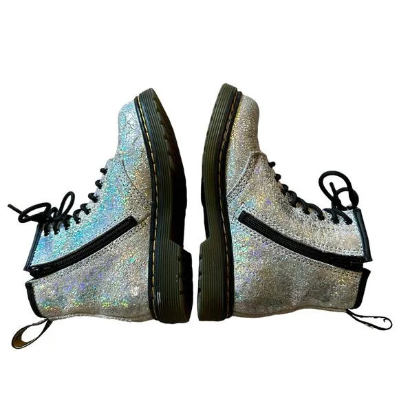 Dr. Martens | Kids Size 10 Youth Silver Cosmic Glitter