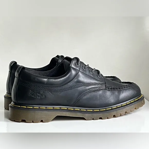 Dr. Martens Lowell Moc Toe Black Leather Work Shoes Size 13