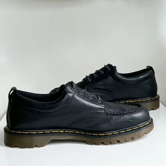 Dr. Martens Lowell Moc Toe Black Leather Work Shoes Size 13