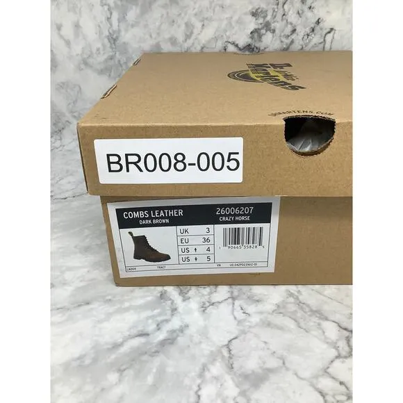Dr. Martens Mens 4 Women's 5 Brown Crazy Horse Combs Leather Boots Lace Up BR8-5