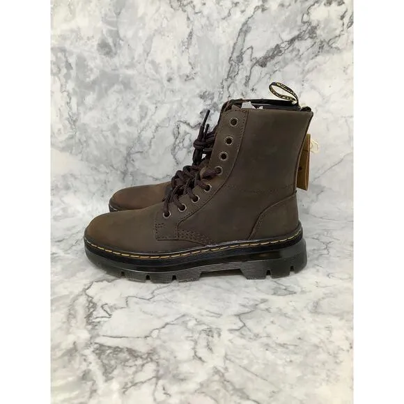 Dr. Martens Mens 4 Women's 5 Brown Crazy Horse Combs Leather Boots Lace Up BR8-5