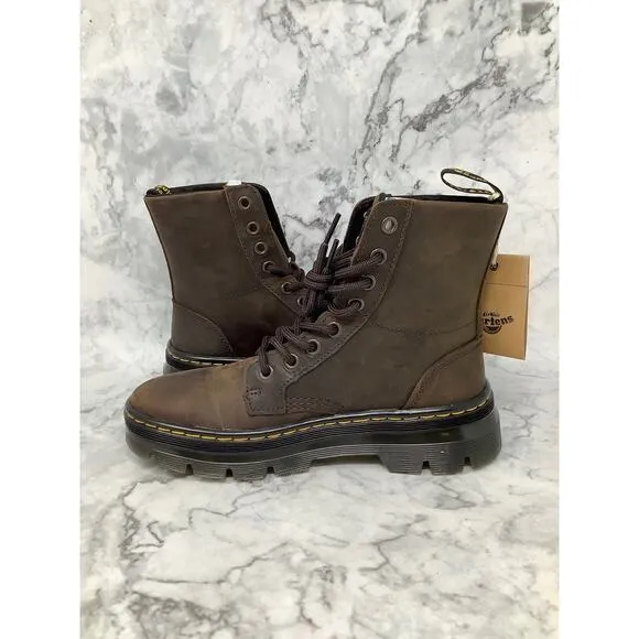 Dr. Martens Mens 4 Women's 5 Brown Crazy Horse Combs Leather Boots Lace Up BR8-5