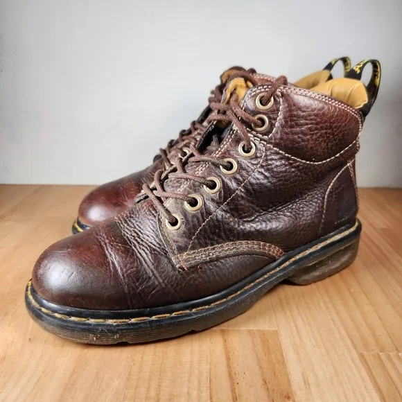 Dr. Martens Shoes Men's 10 Brown Air Wair Leather 11410 Work Boots 7 Eyelets