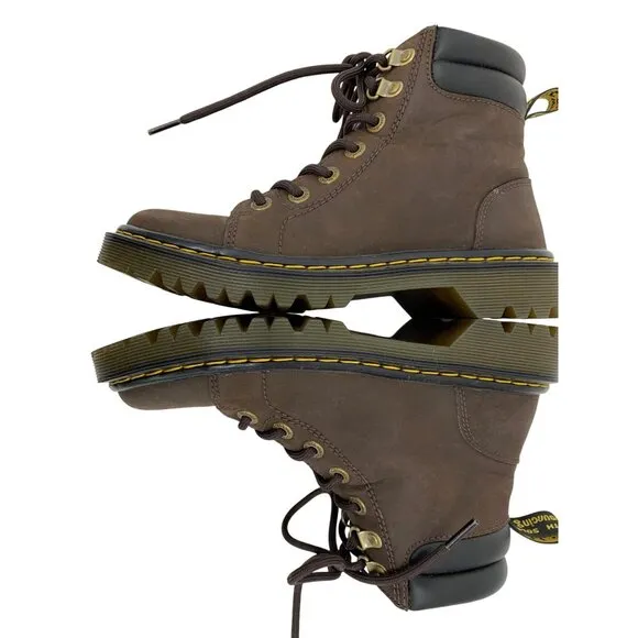 Dr. Martens Sz 6 Womens Faora Brown Leather Lace-Up Hiking Ankle Boots EUC 8358