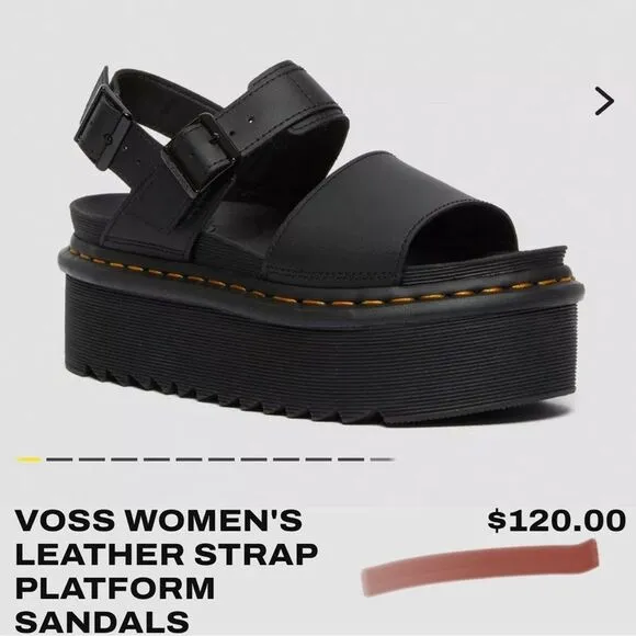 Dr Martens Voss Quad Sandals Womens Sz 9 Black Leather Platform Shoes Chunky Y2K