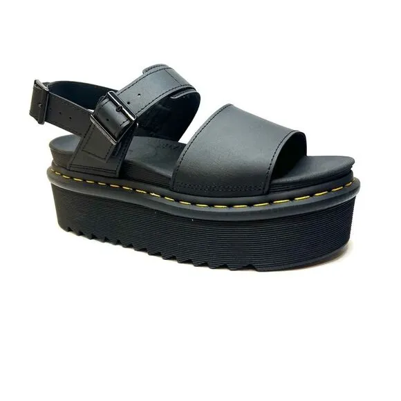 Dr Martens Voss Quad Sandals Womens Sz 9 Black Leather Platform Shoes Chunky Y2K