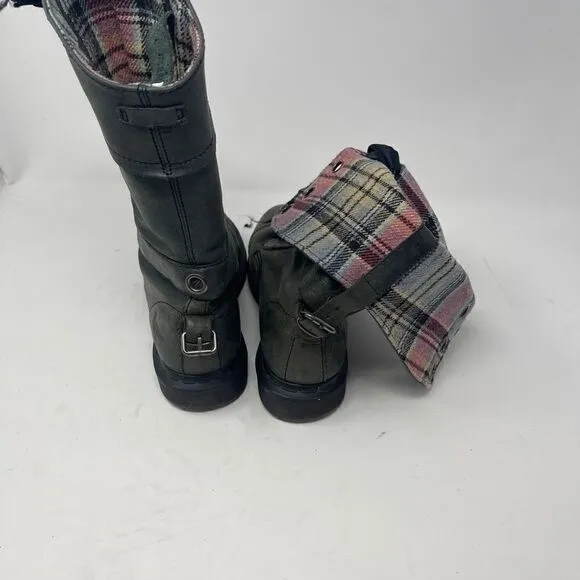 Dr. Martens Women's Triumph 12 Eye Lace Up Dark Green Calf High Boots Size 7
