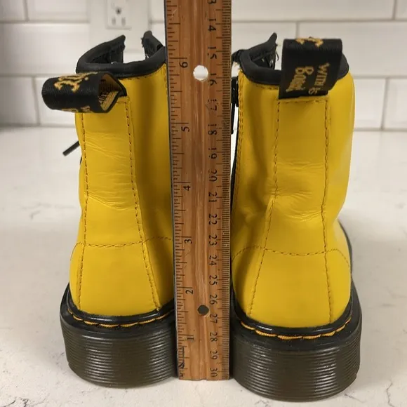 Dr. Martens YOUTH 1460 LEATHER LACE UP BOOTS Yellow Size 2