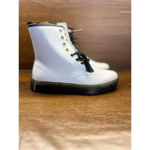 Dr. Martens Zavala T Lamper Combat Boots Unisex Size 9/ 10 White Comfort Lace Up