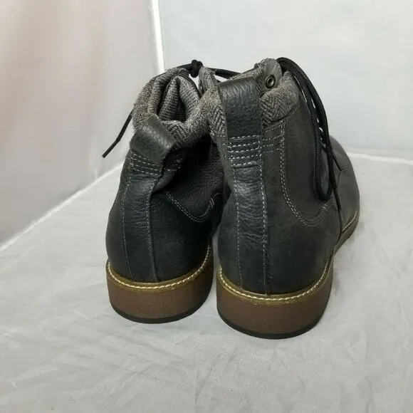 Dr. Scholl's Black Pebbled Leather Laced Up Round Toe Comfort Boots 12 NEW