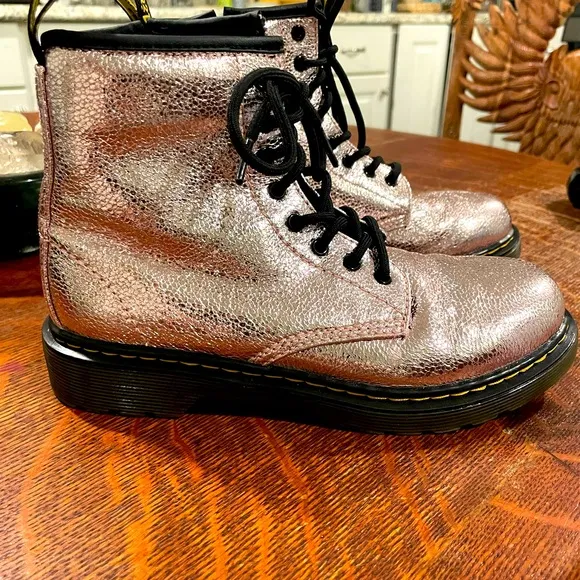 Dr.Martens pink iridescent combat boots