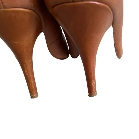 DV DOLCE VITA Leather High Heels Pumps Shoes Almond Toe Cognac Brown 9.5