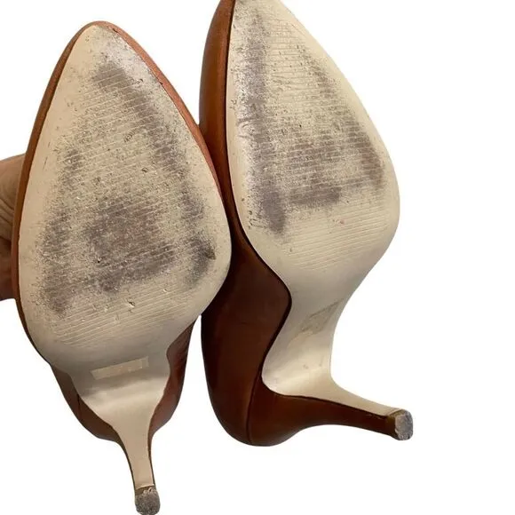 DV DOLCE VITA Leather High Heels Pumps Shoes Almond Toe Cognac Brown 9.5