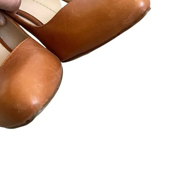 DV DOLCE VITA Leather High Heels Pumps Shoes Almond Toe Cognac Brown 9.5