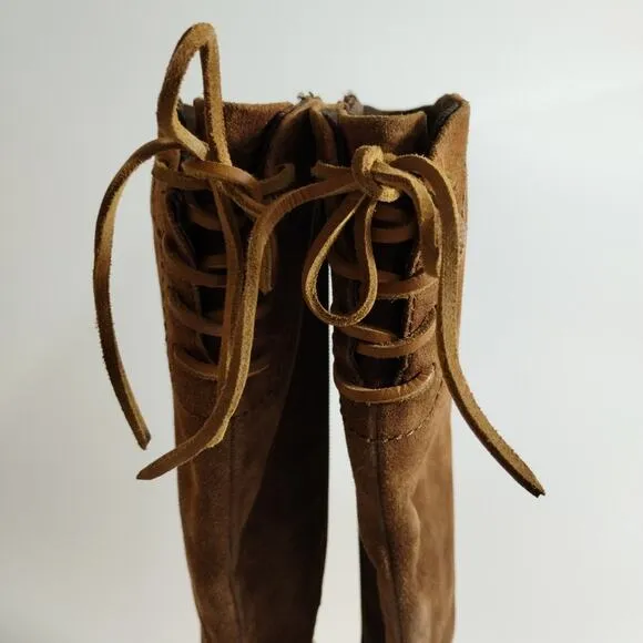 E Born Women's Hayden Brown Rust Tobacco Distressed Suede Leather Boots 5.5 New