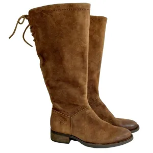 E Born Women's Hayden Brown Rust Tobacco Distressed Suede Leather Boots 5.5 New