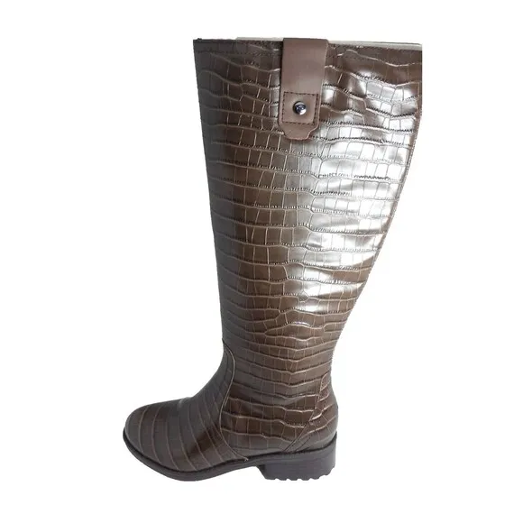 Easy Spirit Martha Stewart Serhonda Riding Boots Brown Size 7W NIB Crocodile New