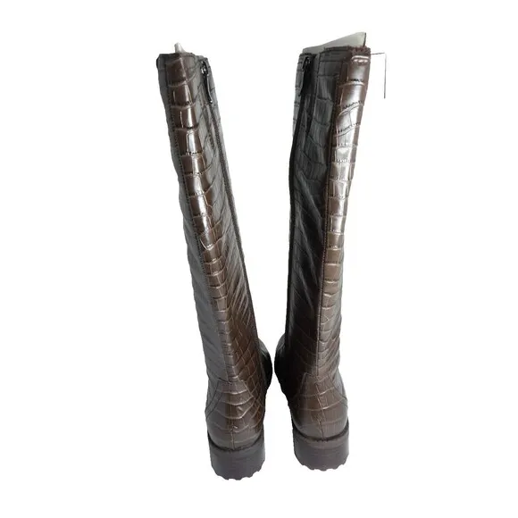 Easy Spirit Martha Stewart Serhonda Riding Boots Brown Size 7W NIB Crocodile New