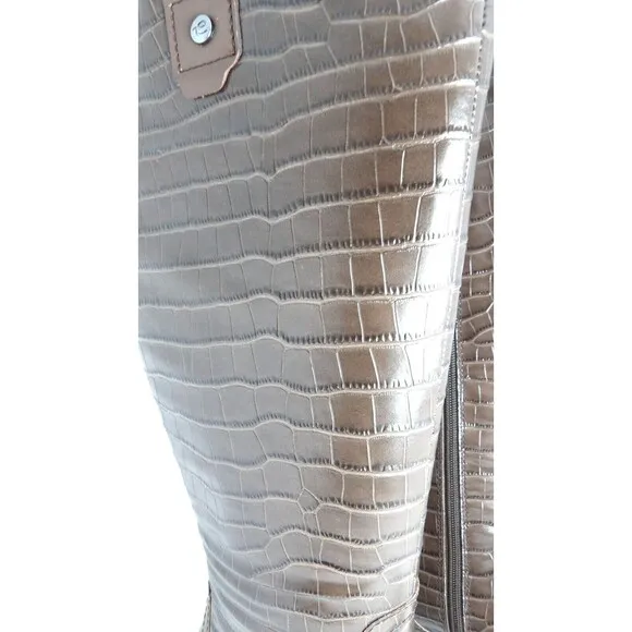 Easy Spirit Martha Stewart Serhonda Riding Boots Brown Size 7W NIB Crocodile New