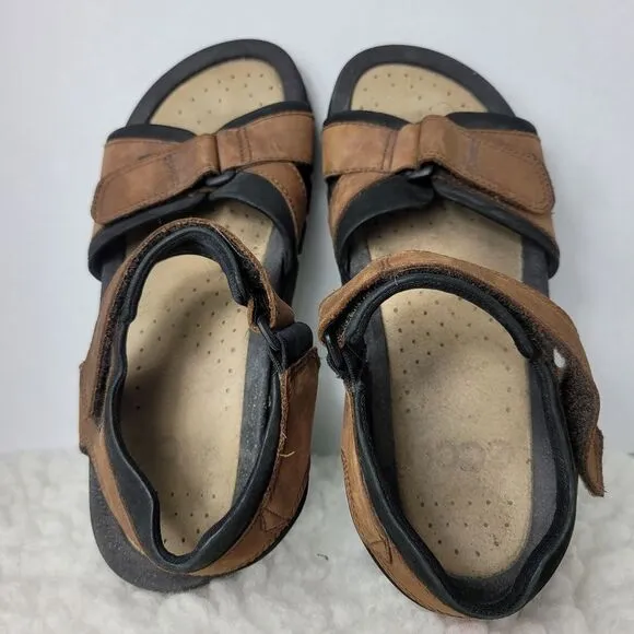 ECCO Cosmo Men's Size 9 Sandals  Brown Leather Shoes