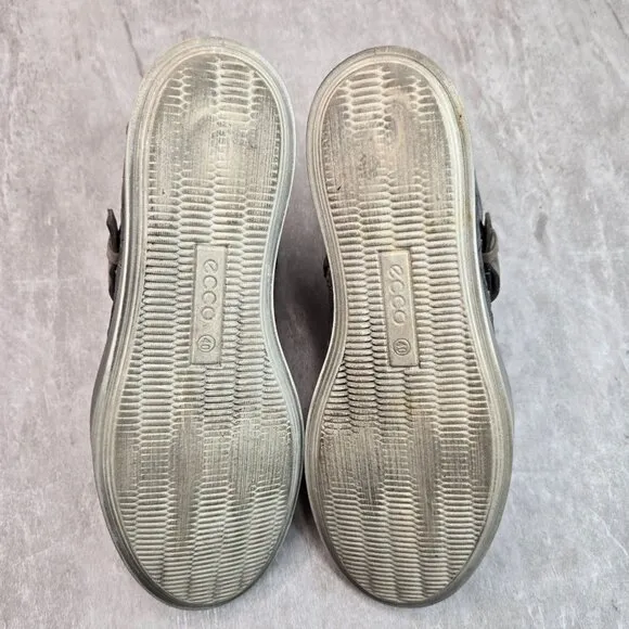 Ecco High Top Sneakers Gray Leather Croc Embossed Casual Lace Up Sporty Shoes