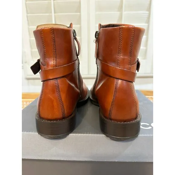 Ecco Sartorelle 25 Hydromax Mid Cut Buckle Boot Cognac Leather Sz 6/6.5 US NWOB