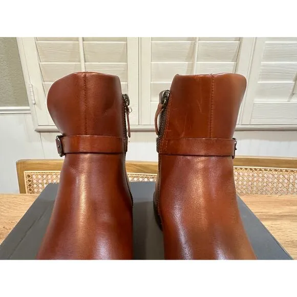 Ecco Sartorelle 25 Hydromax Mid Cut Buckle Boot Cognac Leather Sz 6/6.5 US NWOB