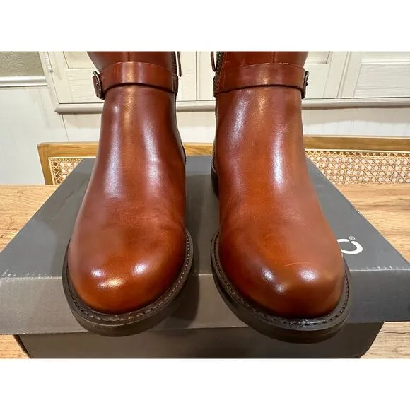 Ecco Sartorelle 25 Hydromax Mid Cut Buckle Boot Cognac Leather Sz 6/6.5 US NWOB
