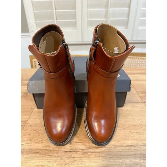 Ecco Sartorelle 25 Hydromax Mid Cut Buckle Boot Cognac Leather Sz 6/6.5 US NWOB
