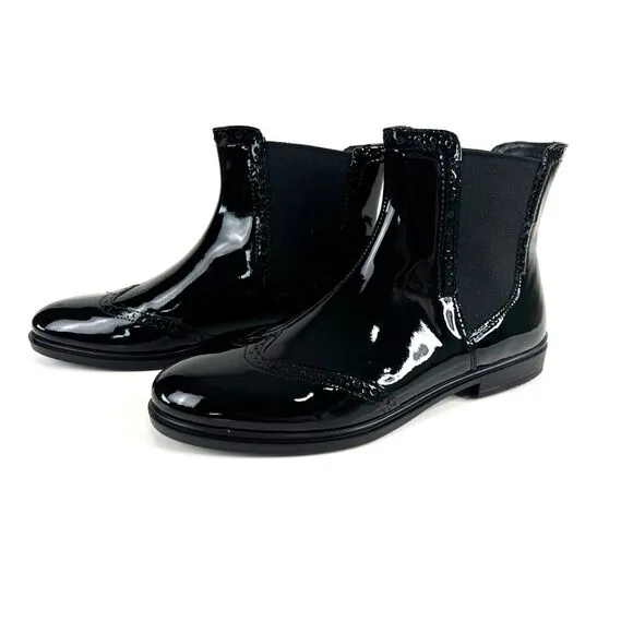 Ecco Touch Chelsea‎ Patent Leather Womens 10.5 Ankle Boots  Classic Comfort 90's