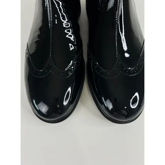 Ecco Touch Chelsea‎ Patent Leather Womens 10.5 Ankle Boots  Classic Comfort 90's