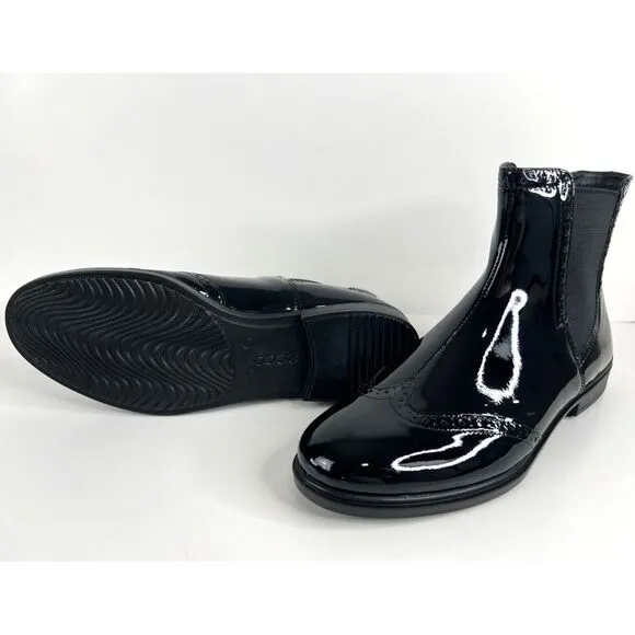 Ecco Touch Chelsea‎ Patent Leather Womens 10.5 Ankle Boots  Classic Comfort 90's