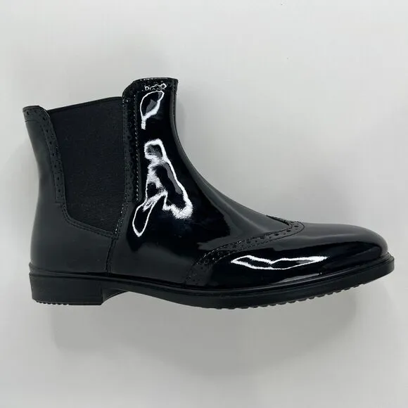 Ecco Touch Chelsea‎ Patent Leather Womens 10.5 Ankle Boots  Classic Comfort 90's