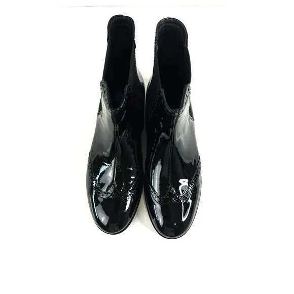 Ecco Touch Chelsea‎ Patent Leather Womens 10.5 Ankle Boots  Classic Comfort 90's
