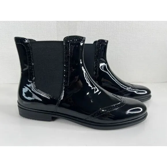 Ecco Touch Chelsea‎ Patent Leather Womens 10.5 Ankle Boots  Classic Comfort 90's