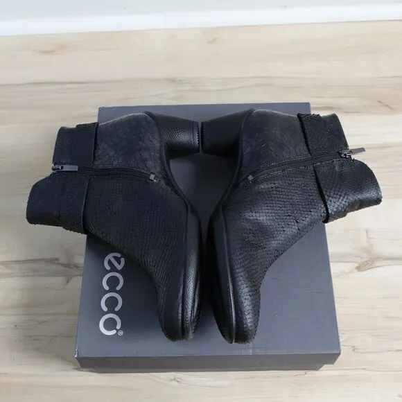 ECCO WOMEN'S EU 40 9 9.5 US BOOTS BOOTIES SCULPTURED 45 BLACK BUFFED SILVER NEW
