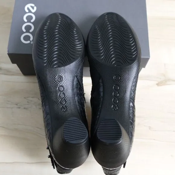 ECCO WOMEN'S EU 40 9 9.5 US BOOTS BOOTIES SCULPTURED 45 BLACK BUFFED SILVER NEW