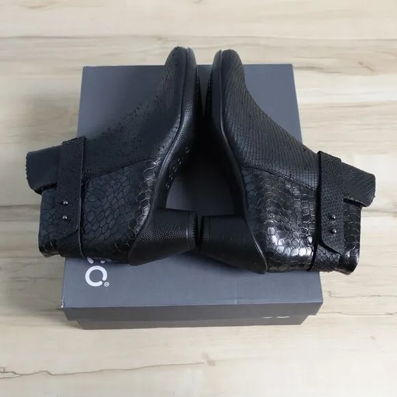 ECCO WOMEN'S EU 40 9 9.5 US BOOTS BOOTIES SCULPTURED 45 BLACK BUFFED SILVER NEW