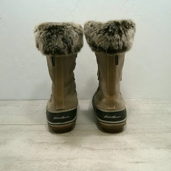 Eddie Bauer Women's Hunt Pac Deluxe Faux Fur Cuff Lace up Snow Boots Size 6.5