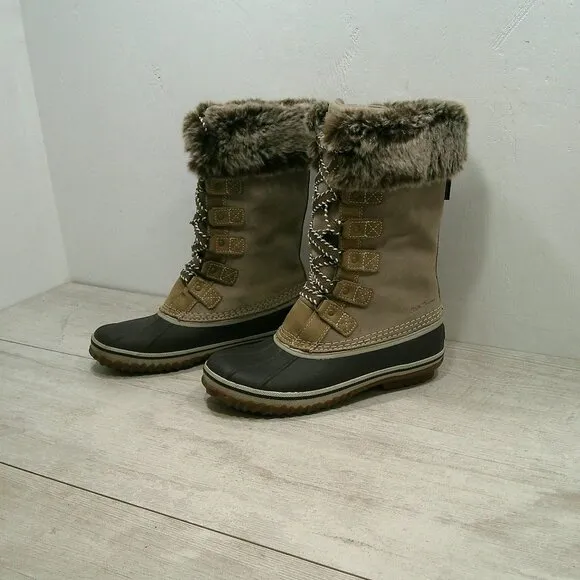 Eddie Bauer Women's Hunt Pac Deluxe Faux Fur Cuff Lace up Snow Boots Size 6.5