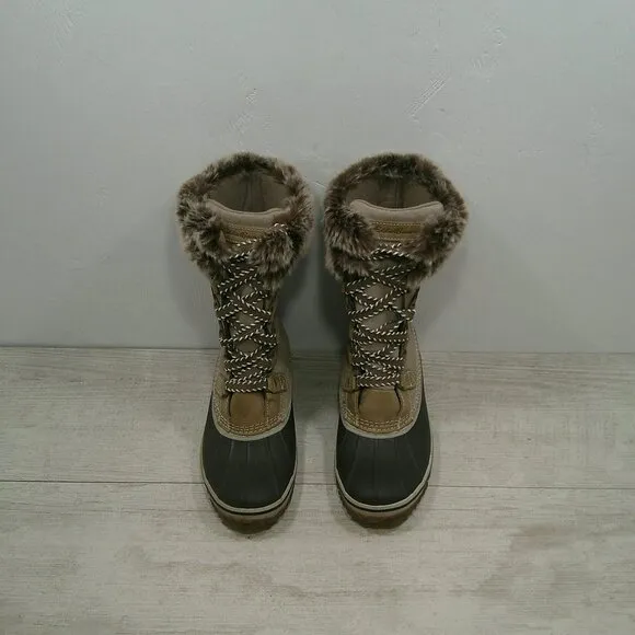 Eddie Bauer Women's Hunt Pac Deluxe Faux Fur Cuff Lace up Snow Boots Size 6.5